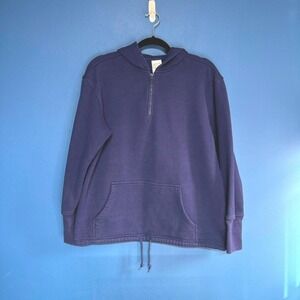 Vintage 90s 1/4 Zip Hoodie Women's Size Small Lady Foot Locker Sport Blue Sweats